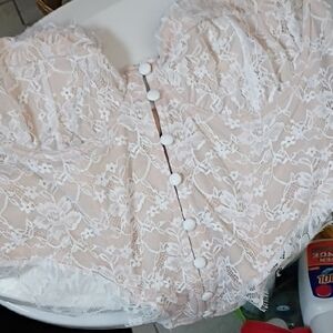 Lace Bustier Top with Button Detail